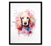 Artery8 Poodle Lovers Gift Watercolour Pet Portrait Painting Artwork Artwork Framed Wall Art Print 18X24 Inch