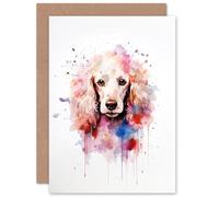 Artery8 Poodle Lovers Gift Watercolour Pet Portrait Painting Artwork Greeting Card Artery8 Multicolor