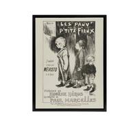 Artery8 Poor Little Things Poster Sketch Steinlen Black Framed Canvas Wall Art in White | Size: W12" x H16" Artery8 White W12" x H16"