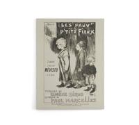 Artery8 Poor Little Things Poster Sketch Steinlen Canvas Wall Art in White | Size: W24" x H32" Artery8 White W24" x H32"