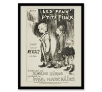 Artery8 Poor Little Things Poster Sketch Steinlen Framed Wall Art Print in White | Size: A3 Artery8 White A3