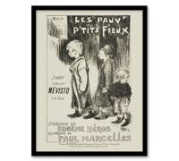 Artery8 Poor Little Things Poster Sketch Steinlen Framed Wall Art Print in White | Size: A4 Artery8 White A4
