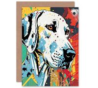 Artery8 Pop Art Dalmatian Dog for Him or Her Man Woman Birthday Thank You Congratulations Blank Art Greeting Card