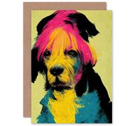 Artery8 Pop Art Dog for Him or Her Man Woman Birthday Thank You Congratulations Blank Art Greeting Card