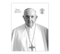 Artery8 Pope Francis Black & White Portrait Holy See Emblem Wall Art Poster Print in Light Grey | Size: W24" x H32" Artery8 Light Grey W24" x H32"