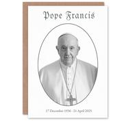 Artery8 Pope Francis Memorial Greeting Card Black & White Portrait Blank Card