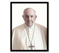 Pope Francis Supreme Pontiff Photograph Portrait Framed Wall Art Print Artery8 White W12 inch x H16 inch