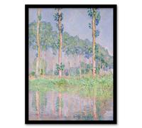 Artery8 Poplars Pink Effect Landscape Monet Vintage Framed Wall Art Print | Size: W12" x H16" Artery8 Multicolor W12" x H16"