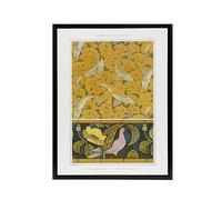 Artery8 Poppy Pigeon Coral Fish Patterns Framed Canvas Wall Art Print Vintage : Artwork by Verneuil 24x32 Lively composition rich in colour beautiful for dining space hallway or cheerful living room