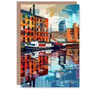 Artery8 Greeting Card Port of Liverpool Colourful Artwork Cityscape Blank For All Him Or Her Art Birthday Card