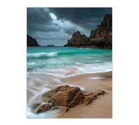 Artery8 Porthcurno Beach Cliffs Dramatic Landscape Living Room Extra Large XL Wall Art Poster Print