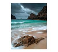 Artery8 Porthcurno Beach Cliffs Dramatic Landscape Living Room Extra Large XL Wall Art Poster Print