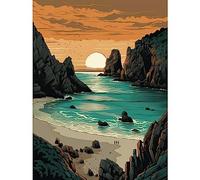 Artery8 Porthcurno Beach Sunrise Coastal Landscape Extra Large XL Wall Art Poster Print