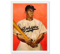 Artery8 Portrait Jackie Robinson Baseball Brooklyn Dodgers A4 Artwork Framed Wall Art Print in White Artery8 White