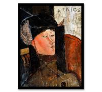 Artery8 Portrait of Beatrice Hastings Modigliani Vintage Framed Wall Art Print | Size: A4 Artery8 Multicolor A4