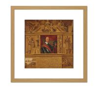 Artery8 Portrait Oliver Cromwell Allegorical Painting 8X8 Inch Square Wooden Framed Wall Art Print Picture with Mount in Light Oak Artery8 Light Oak