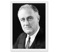Portrait President FDR Franklin Roosevelt USA Photo Artwork Framed Wall Art Print A4 Artery8 White One Size