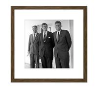 Artery8 Portrait President JFK Brothers John Robert Ted Kennedy Photo 8X8 Inch Square Wooden Framed Wall Art Print Picture with Mount in Brown Artery8 Brown