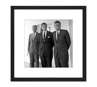 Artery8 Portrait President JFK Brothers John Robert Ted Kennedy Photo 8X8 Inch Square Wooden Framed Wall Art Print Picture with Mount in Black Artery8 Black