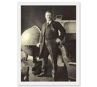 Artery8 Portrait US President Theodore Roosevelt Bull Moose A4 Artwork Framed Wall Art Print in White Artery8 White