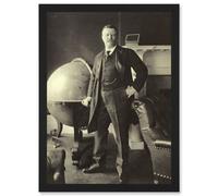 Artery8 Portrait US President Theodore Roosevelt Bull Moose A4 Artwork Framed Wall Art Print in Black Artery8 Black