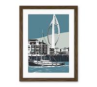 Artery8 Portsmouth Historic Dockyard with Spinnaker Tower Artwork Framed Wall Art Print 18X24 Inch
