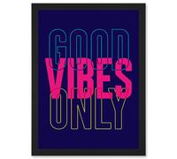 Artery8 Positivity Good Vibes Only Typography Artwork Framed Wall Art Print A4 in Black Artery8 Black