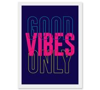 Artery8 Positivity Good Vibes Only Typography Artwork Framed Wall Art Print A4 in White Artery8 White