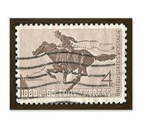 Artery8 Postage Stamp 1860 1960 Pony Express Vintage USA Photo Sacramento to St Joseph Artwork Framed Wall Art Print A4