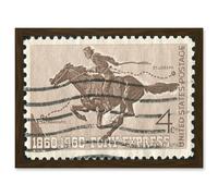 Artery8 Postage Stamp 1860 1960 Pony Express Vintage USA Photo Sacramento to St Joseph Artwork Framed Wall Art Print A4