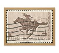 Artery8 Postage Stamp 1860 1960 Pony Express Vintage USA Photo Sacramento to St Joseph Artwork Framed Wall Art Print A4