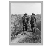 Artery8 President Teddy Roosevelt John Muir Yosemite 1906 Photo A4 Artwork Framed Wall Art Print in Light Grey Artery8 Light Grey