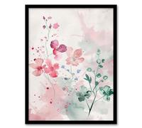 Artery8 Pretty Light Geranium Flowers Pastel Watercolour Living Room Artwork Framed Wall Art Print 18X24 Inch