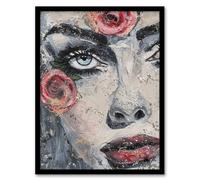 Artery8 Pretty Like a Rose Flower Woman Portrait Painting Living Room Artwork Framed Wall Art Print 18X24 Inch