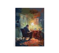 Artery8 Private Detective In His Office Canvas Wall Art Print | Size: W12" x H16" Artery8 Multicolor W12" x H16"