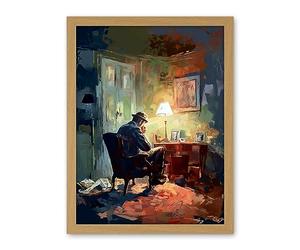 Artery8 Private Detective in his Office Film Noir Style Artwork Framed Wall Art Print 18X24 Inch