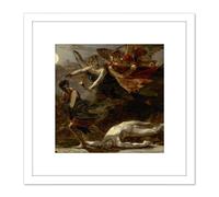 Artery8 Prud'hon Justice Divine Vengeance Pursuing Crime Painting 8X8 Inch Square Wooden Framed Wall Art Print Picture with Mount in White Artery8 White