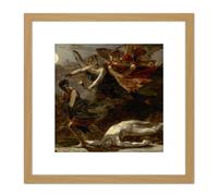 Artery8 Prud'hon Justice Divine Vengeance Pursuing Crime Painting 8X8 Inch Square Wooden Framed Wall Art Print Picture with Mount in Light Oak Artery8 Light Oak
