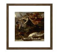 Artery8 Prud'hon Justice Divine Vengeance Pursuing Crime Painting 8X8 Inch Square Wooden Framed Wall Art Print Picture with Mount in Brown Artery8 Brown
