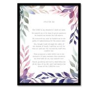 Wall Art Print Psalm 23 The LORD is My Shepherd Old Testament Bible Quote Framed Art Artery8 Purple A4