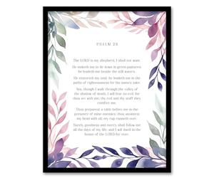 Artery8 Psalm 23 The LORD is My Shepherd Old Testament Jesus Christ Christian Bible Faith God Quote Revelations Flowers Artwork Art Print Framed Poster Wall Decor 12x16 inch