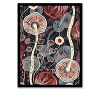 Artery8 Psychedelic Mushroom Pattern Fungi Folk Art Framed Art Print in Red | Size: W12" x H16" Artery8 Red W12" x H16"