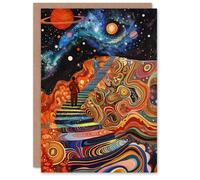 Artery8 Greeting Card Psychedelic Stairway to Heaven Trippy Space Blank For Him Or Her Art Birthday Card