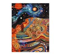 Psychedelic Stairway to Heaven Trippy Space Wall Art Print Artery8 Multi W18 inch x H24 inch