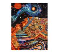 Artery8 Psychedelic Stairway to Heaven Trippy Space Wall Art Print | Size: W18" x H24" Artery8 Multicolor W18" x H24"