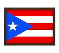 Artery8 Puerto Rico National Flag Patriotic Vexillology World Flags Country Region Poster Artwork Framed Wall Art Print A4