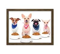 Artery8 Pug Chihuahua Jack Russell Dog Dinner Photo Artwork Framed Wall Art Print 18X24 Inch