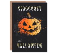 Artery8 Pumpkin Jack o Lantern Fun Spooky Scary Haunted Halloween Card in Orange Artery8 Orange