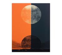 Artery8 Pumpkin & Midnight Blue Bold Abstract Impact Artwork Full Moon Unframed Wall Art Print Poster Home Decor Premium | Size: W12" x H16" Artery8 Multicolor W12" x H16"