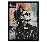 Artery8 Punk Portrait Street Art Mohawk Bold Anarchy Living Room Artwork Framed Wall Art Print A4